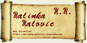 Malinka Malović vizit kartica